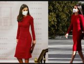 سيدة إعادة التدوير.. ملكة إسبانيا تظهر بفستان أحمر ارتدته عام 2018 "صور"