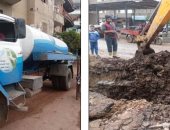 انتهاء أعمال إصلاح انفجار ماسورة مياه الشرب بمدينة القنايات بالشرقية