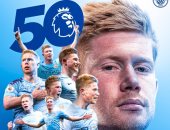 مان سيتي ضد مان يونايتد.. دى بروين يصل للهدف 50 فى الدوري الإنجليزي