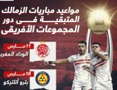 مواعيد مباريات الزمالك المتبقية فى دور المجموعات بدورى الأبطال.. إنفوجراف