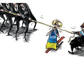 كاريكاتير اليوم.. العند بين روسيا والغرب يشنق الشعب الأوكرانى