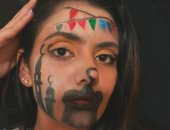 فنانة الماكياج "مديحة" قبطية رسمت على وجهها مئذنة وزينة الاحتفال بشهر رمضان