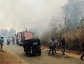 الحماية المدنية بالقليوبية تسيطر على حريق بمزرعة موز بالقناطر الخيرية.. صور