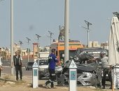 مصرع فتاة وإصابة 4 أشخاص فى حادث انقلاب سيارة ملاكى أمام مطار بورسعيد