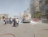 إخماد حريق كاوتش سيارة مواد بترولية بمصر الجديدة