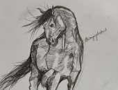 "ثريا" طالبة فى الثانوى تهوى الرسم بالرصاص من الطفولة تشارك موهبتها