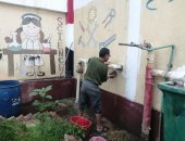 الدفع بفريق الصيانة لإصلاح كسر ماسورة مياه داخل مدرسة الشهيد محمد الدرة بالمحلة