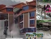 مشهد يحبس الأنفاس.. الفيضانات تدمر وتجرف فندقا فخما فى باكستان.. فيديو وصور