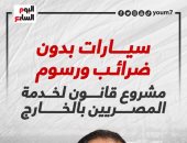 سيارات بدون ضرائب ورسوم.. مشروع قانون لخدمة المصريين بالخارج.. إنفوجراف