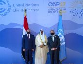 الرئيس السيسى وجوتيريش يستقبلان ولى عهد الكويت قبل بدء قمة المناخ