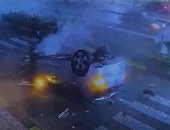 فيديو لحظة انقلاب سيارة أمام قرية النورس في بورسعيد.. والمحافظة تحذر الأهالي 