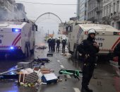 اشتباكات وفوضى بالعاصمة بروكسل بعد خسارة بلجيكا أمام المغرب.. فيديو وصور