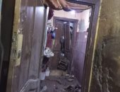 انهيار جزئى لعقار غرب الإسكندرية نتيجة نشوب حريق بالدور الأخير 