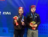 سر مشاركة هنا جودة مع بطل كازاخستان فى فريق واحد ببطولة العالم لتنس الطاولة