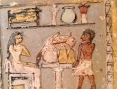 لوحة جنائزية ملونة تعود لعصر الدولة الوسطى فى المتحف المصرى بالتحرير