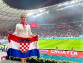 رئيسة كرواتيا السابقة تدعم منتخب بلادها بعد فوزه على المغرب فى كأس العالم