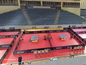 الصالة المغطاة باستاد القاهرة تستعد لانطلاق البطولة العربية للأندية لتنس الطاولة