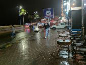 هطول أمطار مسائية وطقس مائل للبرودة على الإسكندرية.. صور وفيديو