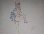 "هاجر" تشارك لوحاتها الفنية لإبراز موهبتها فى الرسم