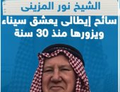 الشيخ نور المزينى.. سائح إيطالى يعشق سيناء ويزورها منذ 30 سنة (فيديو)