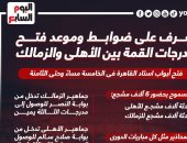 تعرف على ضوابط وموعد فتح مدرجات القمة بين الأهلى والزمالك.. إنفو جراف