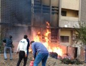 إخماد حريق مخلفات داخل مدينة طلاب جامعة الأزهر فى مدينة نصر.. صور