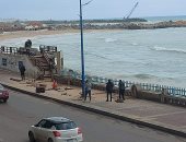الإسكندرية تتجمل.. تطوير كورنيش سيدى بشر  المتصدع بسبب النوات وارتفاع الأمواج