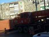 سقوط كونتينر من مقطورة يسبب حادث مرورى بالإسكندرية دون إصابات