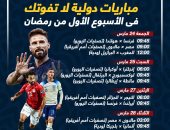 مباريات دولية لا تفوتك فى الأسبوع الأول من رمضان.. إنفوجراف