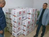 توزيع مساعدات غذائية للأسر الأولى بالرعاية في قرية الجديدة بالوادى الجديد