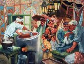 شاهد لوحة كنافة رمضان للفنان محسن أبو العزم