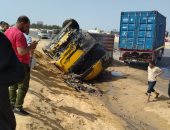المصابون في انقلاب سيارة نقل بطريق إسكندرية الصحراوي يكشفون تفاصيل الحادث