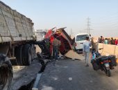 مصرع سائق خلال حادث انقلاب سيارة نقل على الصحراوي في بنى سويف