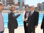 رئيس جامعة المنوفية يتفقد سير العمل بمجمع الرياضات المائية.. صور
