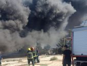 حريق فى مخزن مخلفات فى أبوصوير بالإسماعيلية.. صور