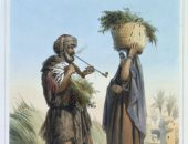 رجل وامرأة فى وادى النيل.. لوحة المستشرق الفرنسى بريس دافين من عام 1848