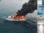 لقطات مرعبة لحريق وغرق يخت فاخر قبالة سواحل إسبانيا.. فيديو