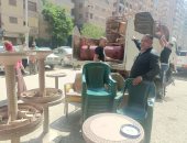 رفع إشغالات المقاهى وإزالة أعمال بناء مخالف خلال حملات بحى الهرم.. صور