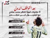 محمد صلاح ينتظر 5 مباريات مع ليفربول بعد التوقف الدولى فى سبتمبر.. إنفو جراف