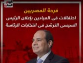 احتفالات فى الميادين بإعلان الرئيس السيسى الترشح فى انتخابات الرئاسة.. فيديو