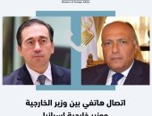 شكرى يواصل بحث جهود التهدئة بين الفلسطينيين والإسرائيليين مع نظيره الإسبانى 