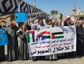 توافد كبير للمواطنين على ساحة أبو الحجاج لتنظيم وقفة تضامنية مع فلسطين.. فيديو وصور