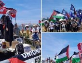متظاهرون مؤيدون لفلسطين فى سيدنى يطالبون بمنع سفينة إسرائيلية تنقل الأسلحة