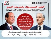 الرئيس السيسى يؤكد لرئيس وزراء النرويج أهمية الضغط نحو وقف إطلاق النار فى غزة.. إنفوجراف