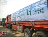 6 شاحنات محملة بـ150 طن مواد غذائية.. قافلة الشركة المتحدة للخدمات الإعلامية لأهل غزة