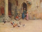 لوحة تجاوزت الـ 100 عام لمنزل مصرى بريشة الفنان الإنجليزى والتر تيندال (شاهد)