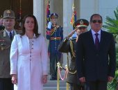 مراسم استقبال رسمية لرئيسة المجر فى قصر الاتحادية وعزف النشيد الوطنى للبلدين