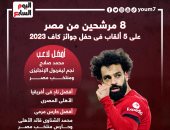 8 مرشحين من مصر على 5 ألقاب فى حفل جوائز الكاف 2023.. إنفو جراف