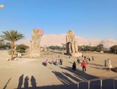 منطقة "تمثالى ممنون" تجذب السياح بزيارات يومية صباحاً بالأقصر.. صور