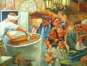 رمضان والتشكيليين.. "كنافة رمضان وفرحة الأطفال" فى لوحة محسن أبو العزم
